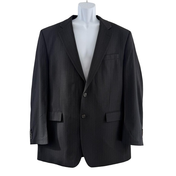 Lauren Ralph Lauren Suit Jacket Mens 44L‎ Gray Pinstripe Wool 2 Button Blazer